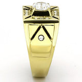 IP Gold(Ion Plating) Stainless Steel Ring with AAA Grade CZ  in Clear