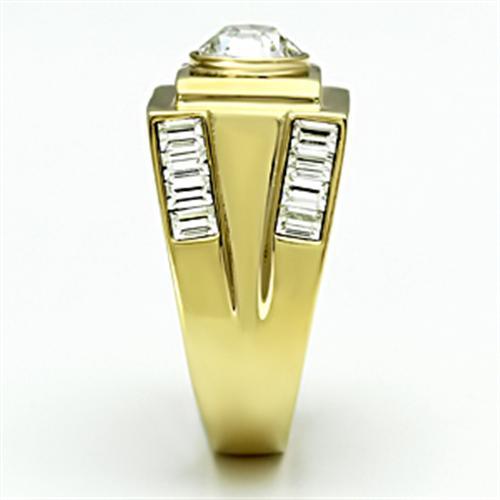 IP Gold(Ion Plating) Stainless Steel Ring with Top Grade Crystal  in Clear