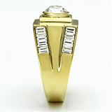 IP Gold(Ion Plating) Stainless Steel Ring with Top Grade Crystal  in Clear
