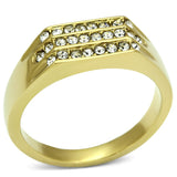 IP Gold(Ion Plating) Stainless Steel Ring with Top Grade Crystal  in Clear