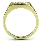 IP Gold(Ion Plating) Stainless Steel Ring with Top Grade Crystal  in Clear