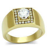IP Gold(Ion Plating) Stainless Steel Ring with AAA Grade CZ  in Clear