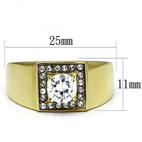 IP Gold(Ion Plating) Stainless Steel Ring with AAA Grade CZ  in Clear