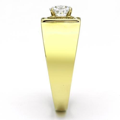 IP Gold(Ion Plating) Stainless Steel Ring with AAA Grade CZ  in Clear