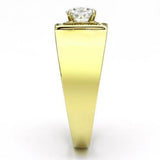 IP Gold(Ion Plating) Stainless Steel Ring with AAA Grade CZ  in Clear