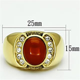 IP Gold(Ion Plating) Stainless Steel Ring with Semi-Precious Agate in Siam