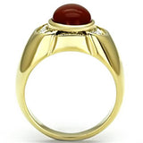 IP Gold(Ion Plating) Stainless Steel Ring with Semi-Precious Agate in Siam