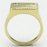 IP Gold(Ion Plating) Stainless Steel Ring with Top Grade Crystal  in Clear
