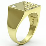 IP Gold(Ion Plating) Stainless Steel Ring with Top Grade Crystal  in Clear