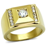 IP Gold(Ion Plating) Stainless Steel Ring with AAA Grade CZ  in Clear