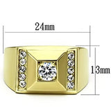 IP Gold(Ion Plating) Stainless Steel Ring with AAA Grade CZ  in Clear