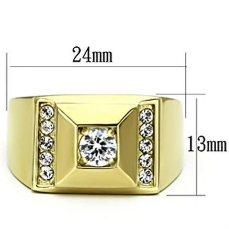 IP Gold(Ion Plating) Stainless Steel Ring with AAA Grade CZ  in Clear