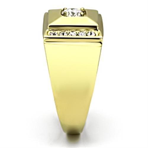 IP Gold(Ion Plating) Stainless Steel Ring with AAA Grade CZ  in Clear