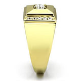 IP Gold(Ion Plating) Stainless Steel Ring with AAA Grade CZ  in Clear
