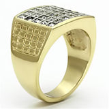 Two-Tone IP Gold (Ion Plating) Stainless Steel Ring with Top Grade Crystal  in Clear
