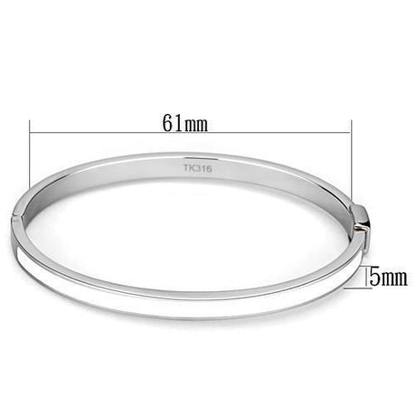 High polished (no plating) Stainless Steel Bangle with Epoxy  in White