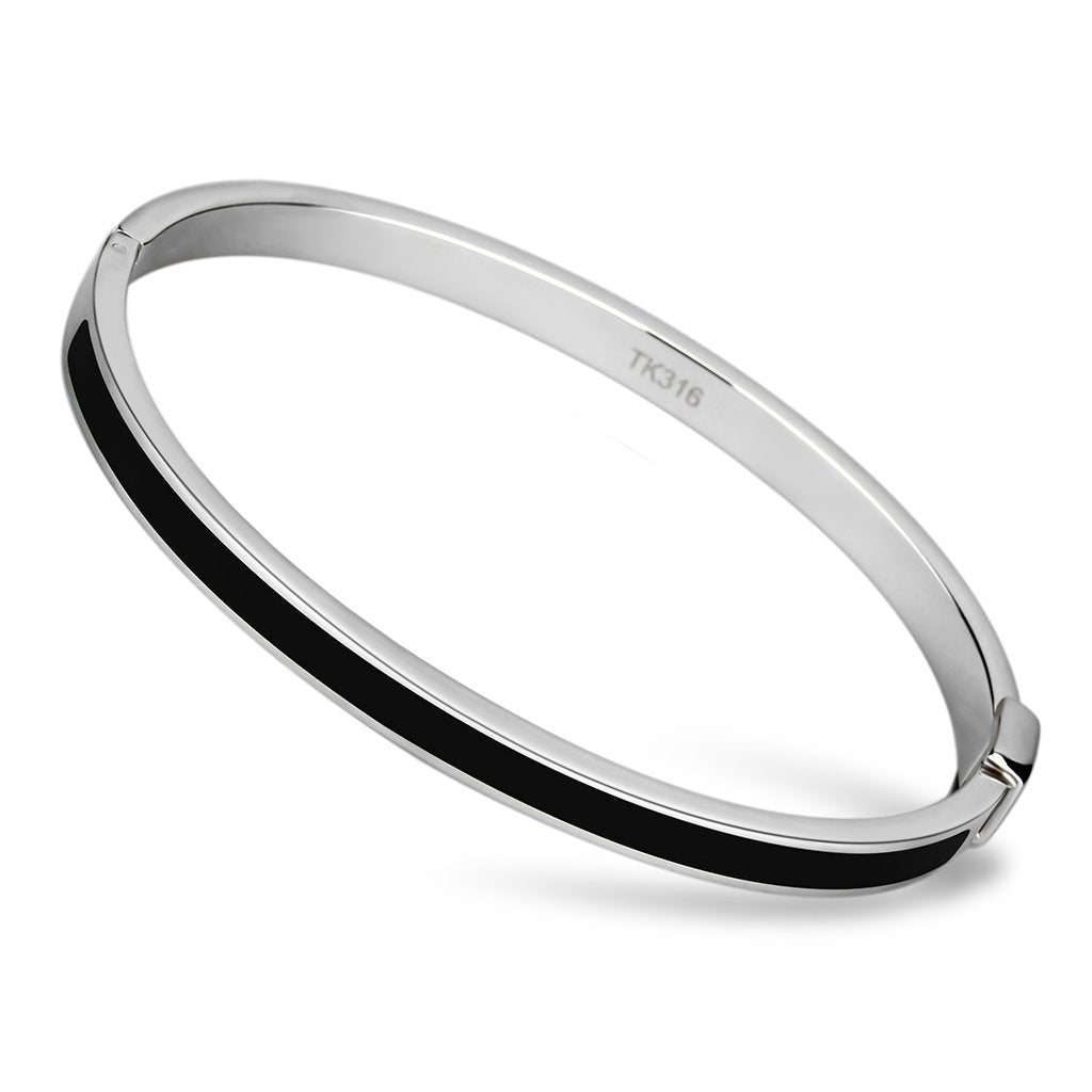 High polished (no plating) Stainless Steel Bangle with Epoxy  in Jet