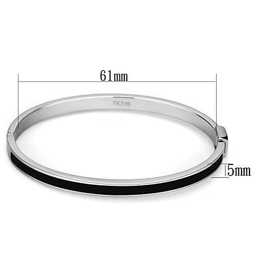 High polished (no plating) Stainless Steel Bangle with Epoxy  in Jet