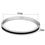 High polished (no plating) Stainless Steel Bangle with Epoxy  in Jet