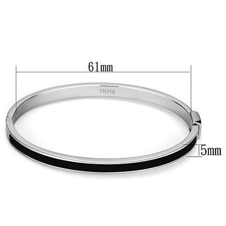 High polished (no plating) Stainless Steel Bangle with Epoxy  in Jet