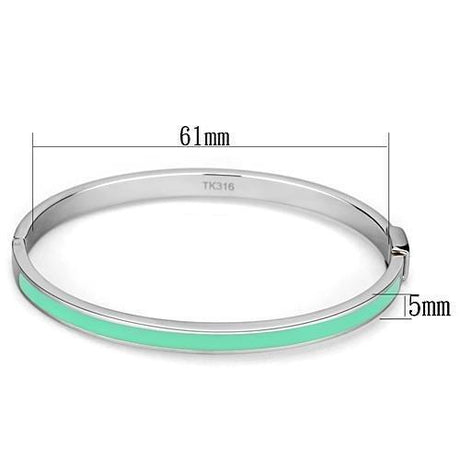 High polished (no plating) Stainless Steel Bangle with Epoxy  in Turquoise