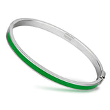 High polished (no plating) Stainless Steel Bangle with Epoxy  in Emerald