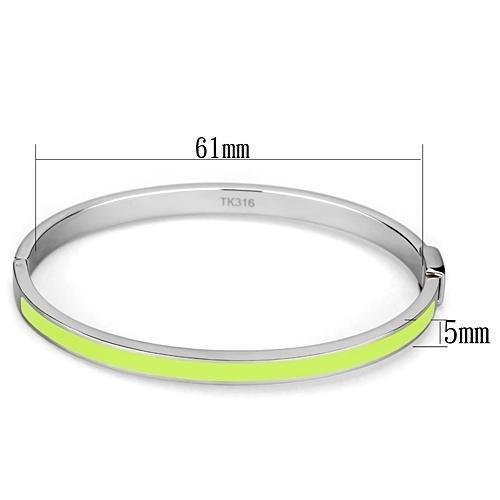 High polished (no plating) Stainless Steel Bangle with Epoxy  in Apple Green color