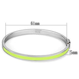 High polished (no plating) Stainless Steel Bangle with Epoxy  in Apple Green color