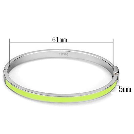 High polished (no plating) Stainless Steel Bangle with Epoxy  in Apple Green color