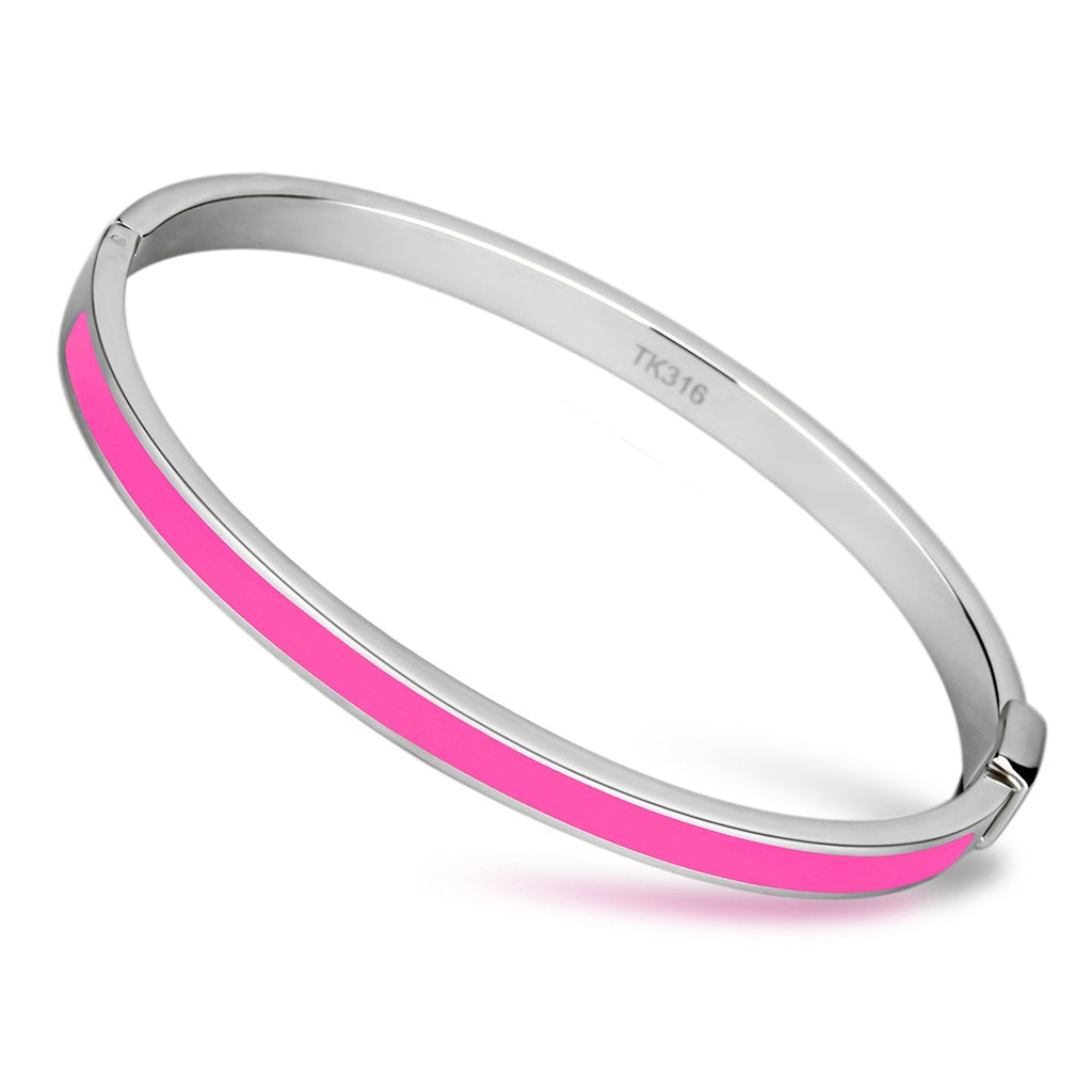 High polished (no plating) Stainless Steel Bangle with Epoxy  in Rose