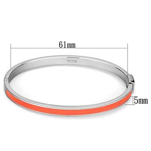 High polished (no plating) Stainless Steel Bangle with Epoxy  in Orange