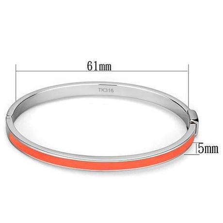 High polished (no plating) Stainless Steel Bangle with Epoxy  in Orange