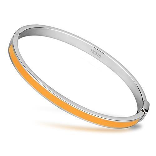 High polished (no plating) Stainless Steel Bangle with Epoxy  in Topaz