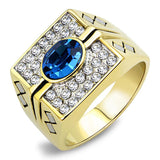 Two-Tone IP Gold (Ion Plating) Stainless Steel Ring with Top Grade Crystal  in Montana