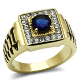 Two-Tone IP Gold (Ion Plating) Stainless Steel Ring with Synthetic Synthetic Glass in Montana
