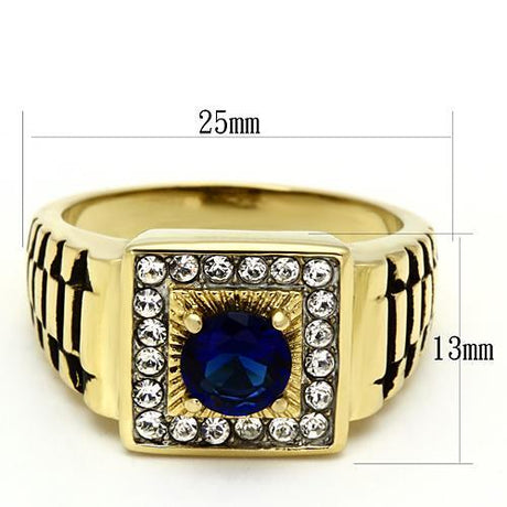 Two-Tone IP Gold (Ion Plating) Stainless Steel Ring with Synthetic Synthetic Glass in Montana