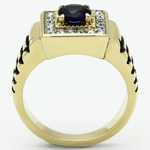 Two-Tone IP Gold (Ion Plating) Stainless Steel Ring with Synthetic Synthetic Glass in Montana