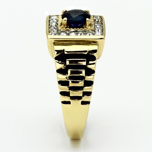Two-Tone IP Gold (Ion Plating) Stainless Steel Ring with Synthetic Synthetic Glass in Montana