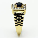 Two-Tone IP Gold (Ion Plating) Stainless Steel Ring with Synthetic Synthetic Glass in Montana