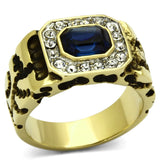 Two-Tone IP Gold (Ion Plating) Stainless Steel Ring with Top Grade Crystal  in Montana