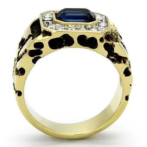 Two-Tone IP Gold (Ion Plating) Stainless Steel Ring with Top Grade Crystal  in Montana