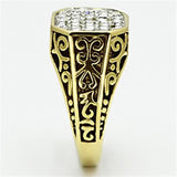Two-Tone IP Gold (Ion Plating) Stainless Steel Ring with Top Grade Crystal  in Clear