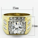 Two-Tone IP Gold (Ion Plating) Stainless Steel Ring with AAA Grade CZ  in Clear