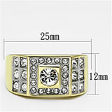 Two-Tone IP Gold (Ion Plating) Stainless Steel Ring with Top Grade Crystal  in Clear