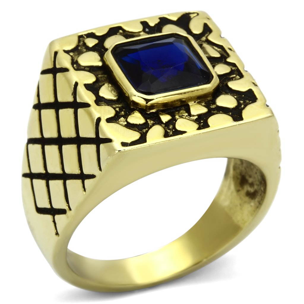 IP Gold(Ion Plating) Stainless Steel Ring with Synthetic Synthetic Glass in Montana
