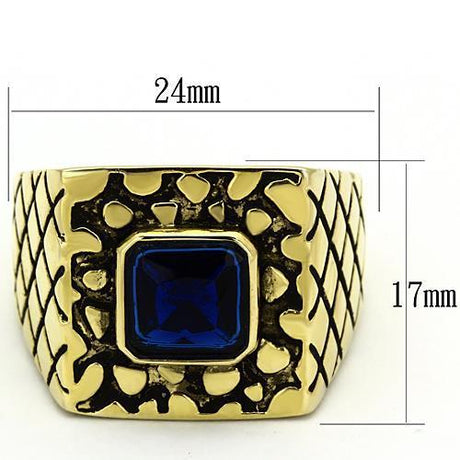 IP Gold(Ion Plating) Stainless Steel Ring with Synthetic Synthetic Glass in Montana