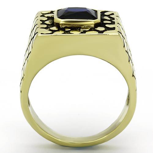 IP Gold(Ion Plating) Stainless Steel Ring with Synthetic Synthetic Glass in Montana