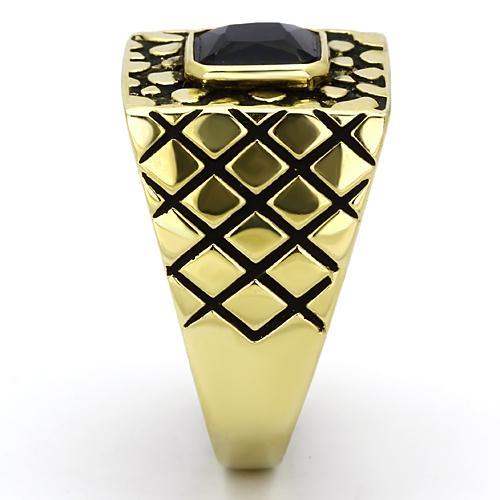 IP Gold(Ion Plating) Stainless Steel Ring with Synthetic Synthetic Glass in Montana