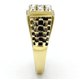 IP Gold(Ion Plating) Stainless Steel Ring with Top Grade Crystal  in Clear
