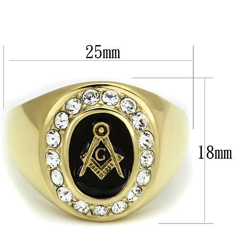 IP Gold(Ion Plating) Stainless Steel Ring with Top Grade Crystal  in Clear